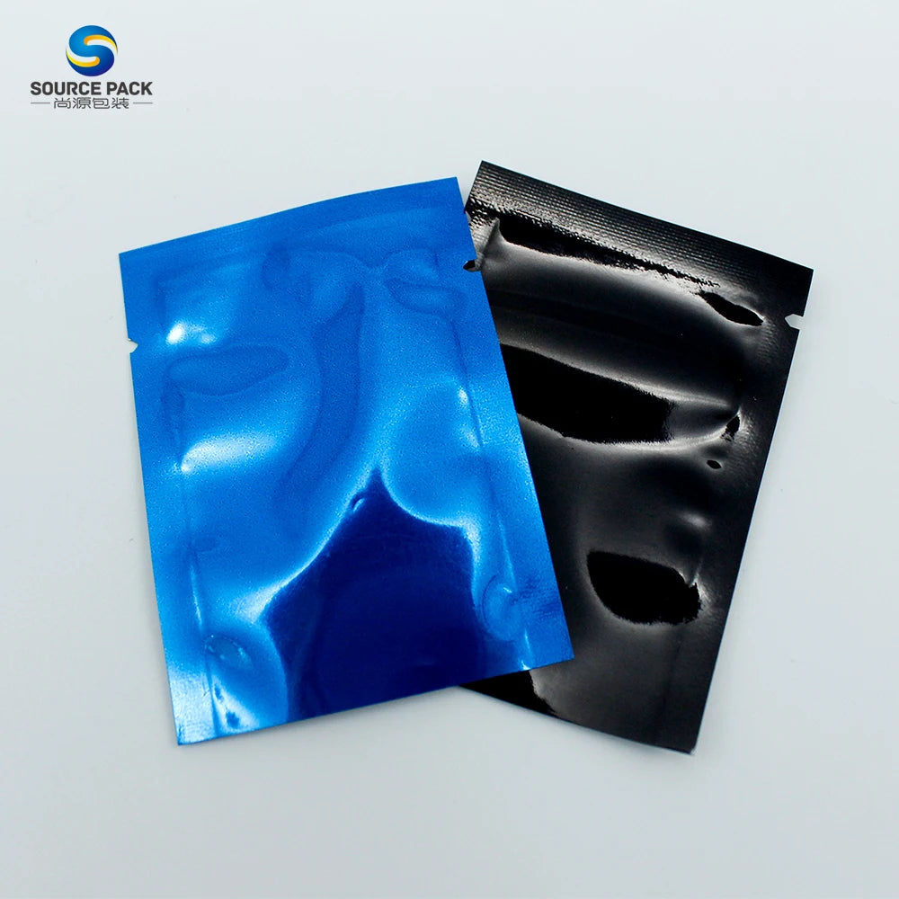 Custom Printing Resealable Holographic Laser Film Heat Sealing Food Grade Plastic Three Side Bags With Tear Notch