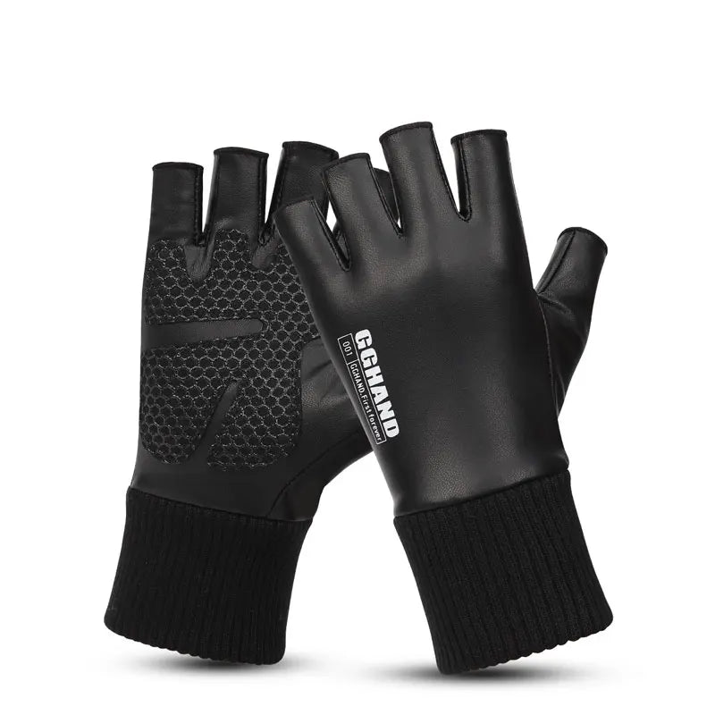 Stylish Half Fingers Warm Motorcycles Driving Man Gloves in Winter
