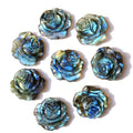 Hand Carved Natural Blue Flash Labradorite Rose Flower Pendant Dazzling Crystal Craftsmanship