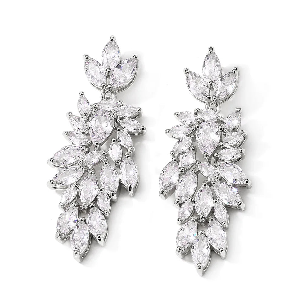 Miallo European Style Full Sparkly Zircon Earrings for WomenTemperament Elegant Bridal Wedding Jewelry
