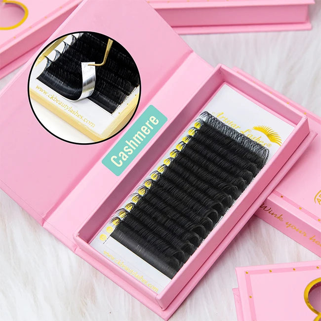 Private Label Individual Eyelash Extensions Velvet Matte Black Cashmere Lash Trays Silk Volume Eyelash Wholesale