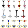 Gaby New Design Stainless Steel Belly Ring Heart and Evil Eyes Double Mount Piercing Blue Eyes Body Jewelry for Weddings