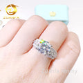 Pass Diamond Tester Elegant Bridal Jewelry 925 Silver 10k 14k Solid White Gold Brilliant Moissanite Diamond Engagement Ring Set