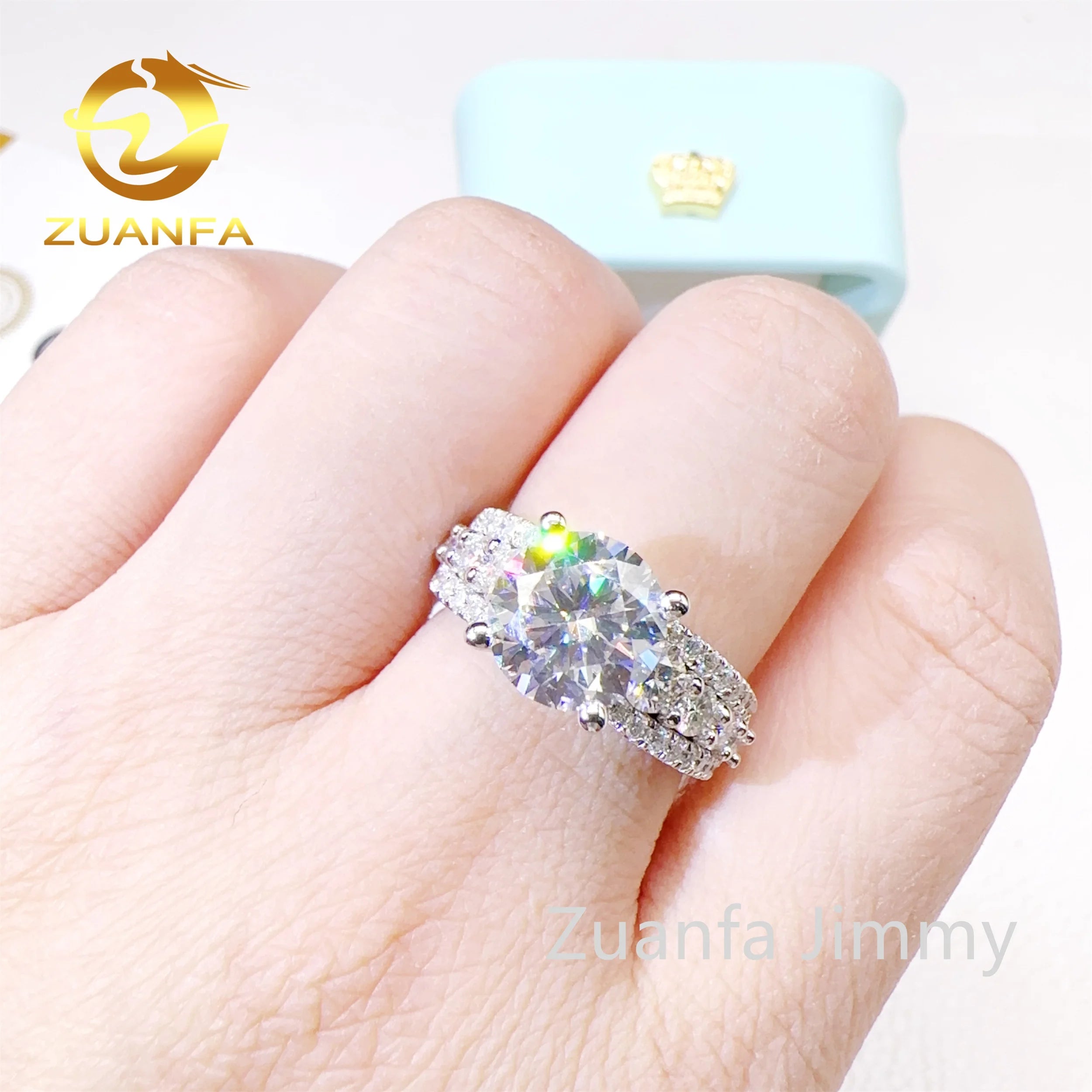 Pass Diamond Tester Elegant Bridal Jewelry 925 Silver 10k 14k Solid White Gold Brilliant Moissanite Diamond Engagement Ring Set