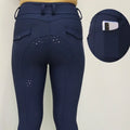 New RTS Navy Blue Winter Silicone Horse Riding Pants Tights Women  Horse Riding Jodhpur Equestrian Legging  Breeches with Pocket