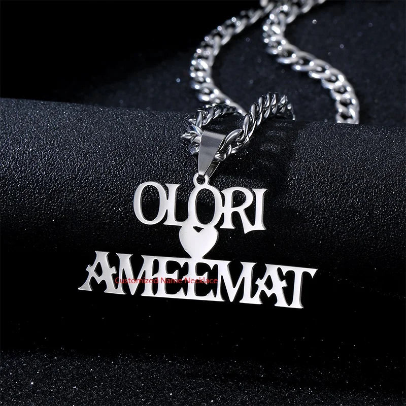 Design and Make Your Own Lettered Metal logo Stainless Steel Silver Color Necklace Jewelry with Chain