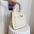 Reusable Shopping Bag Cotton Canvas Shopping With Strap Multiple Pockets Shoulder Handbag