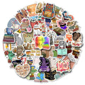 50Pcs Cute Reading Book Decorative Sticker for Girl Student Notebook Waterproof Diy Decorative Cartoon Stickers Custom