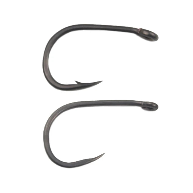 High-Carbon Steel 100pcs Barbless Hair Rig Hook Set Multi-Size Carp Hooks-Wide Gape Circle Straight Bent Barbed