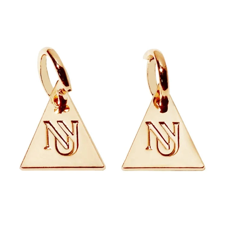 Fashion Triangle Shape Earring Pendant Logos Zinc Alloy Mini Letter Jewelry Letter Charms for Necklace