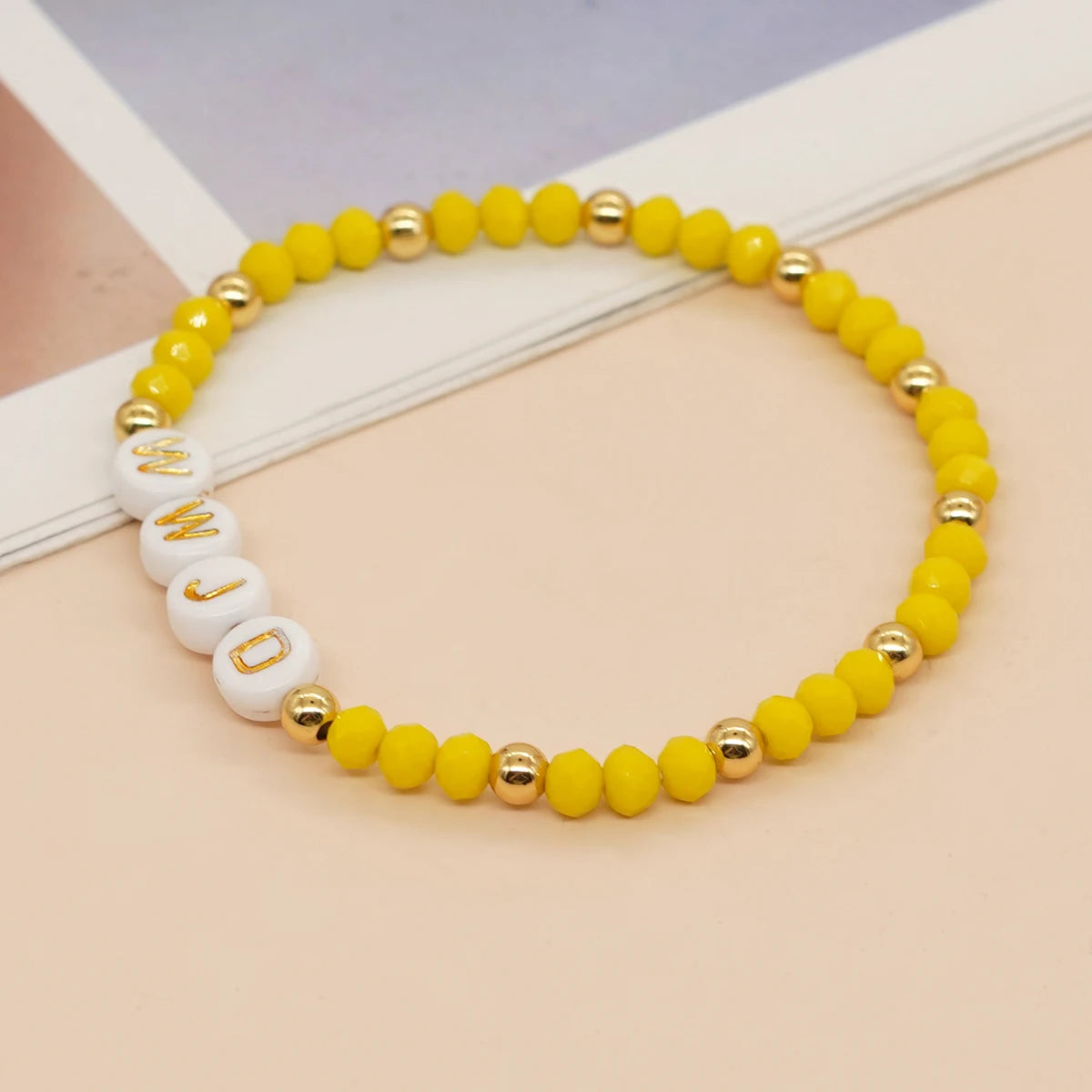 Go2boho WWJD Crystal Gold Bead Bracelet Bohemian Style What Would Jesus Do Summer Jewelry Best Friend Gift for Weddings Parties
