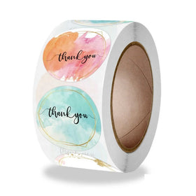 500pcs/Roll Gradient Oil Painting Round Thank You Sealing Sticker for Package Decoration Party Wedding Seal Labels