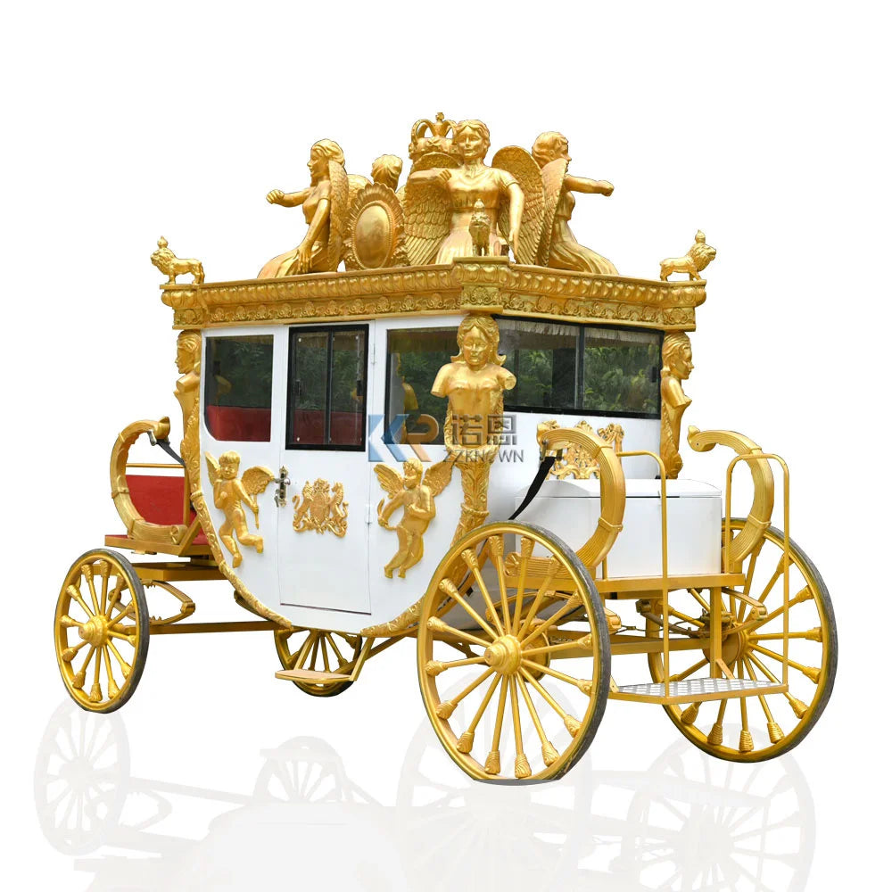 2024 Horse Cart Marathon European Royal Electric Horse Drawn Carriages Wedding Horse Carriage with Electric Motor