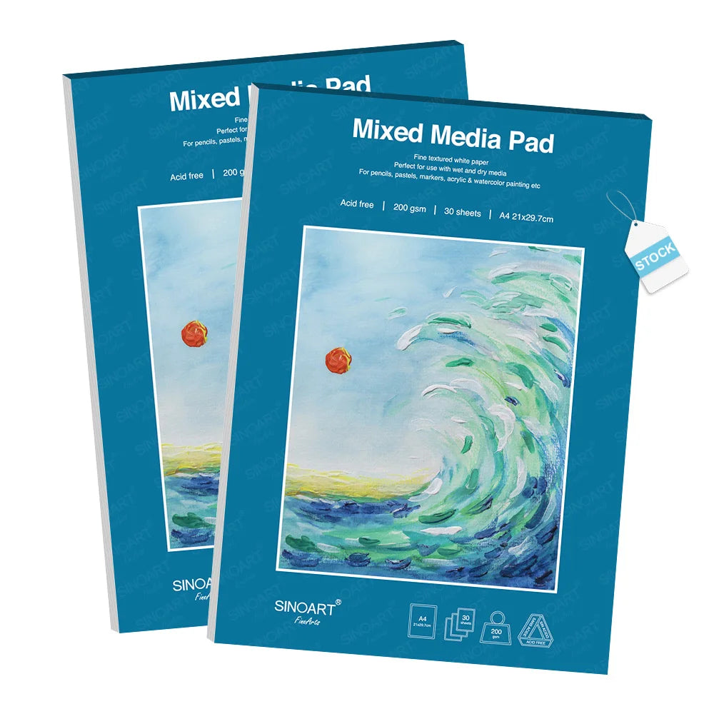 SINOART LOW MOQ A4 200gsm Mixed Media Painting Watercolor Paper 30 Sheets Sketch Pad Draw Paper Artist Watercolor Sketchbook