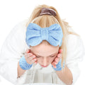 Hot Sales Custom Fashion Spa Bath Headband Set Water Absorbing Wrist Strap with Bow Design Designed for Makeup