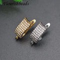 Anti Fading Rhodium Plated CZ Paved Square Broad Hoop Earring for Diy Earrings Jewelry Making Accessories
