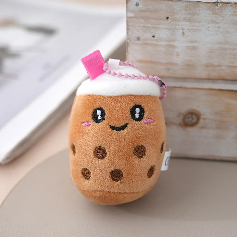 Peluches Cute Drink Boba Cups Milk Tea Plush Boba Plushie Keychain Bottle Stuffed Plush Toys Doll Fruits Strawberry Bag Charms