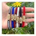 RisingMoon Fashion Handmade Braided Rope Bracelets Catholicism Adjustable Virgin Mary Bracelet for Women Men Jewelry As Gift