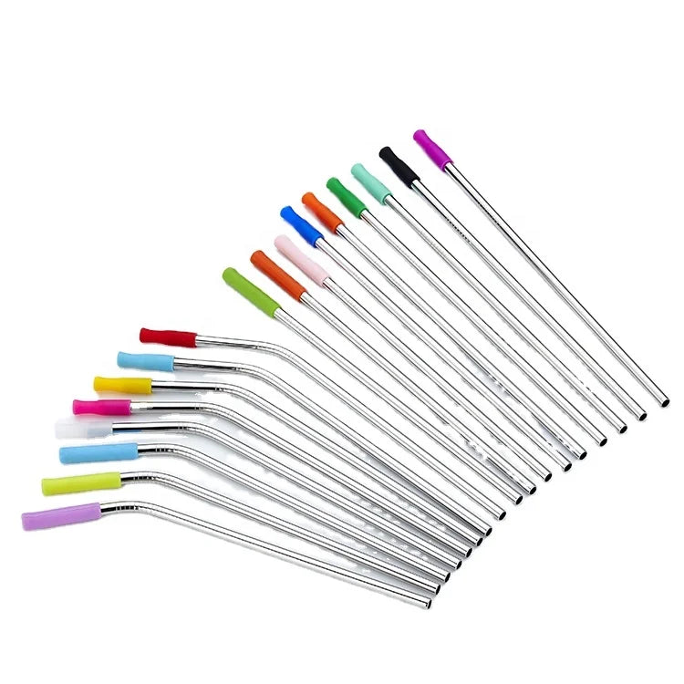Wholesale Food Grade Approved Stainless Steel Straws Reusable Metal Drinking Straws with Silicone Tip