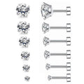 G2318 Wholesale 3MM-8MM Stainless Steel CZ Men Cartilage Piercing Ear Studs Zircon Fashion Jewelry Earrings