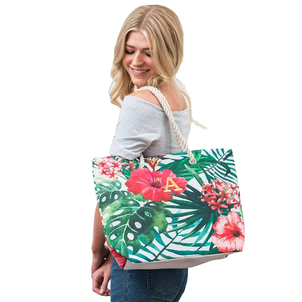 Classic Branded Reusable Fashion Lady's Canvas Beach Tote Shopping Bag