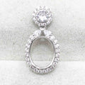 Sterling Silver 9*11mm Semi Mount Pendant Empty Frame Blank Support Setting S925 Base Holder Without Center Stone for DIY Inlay