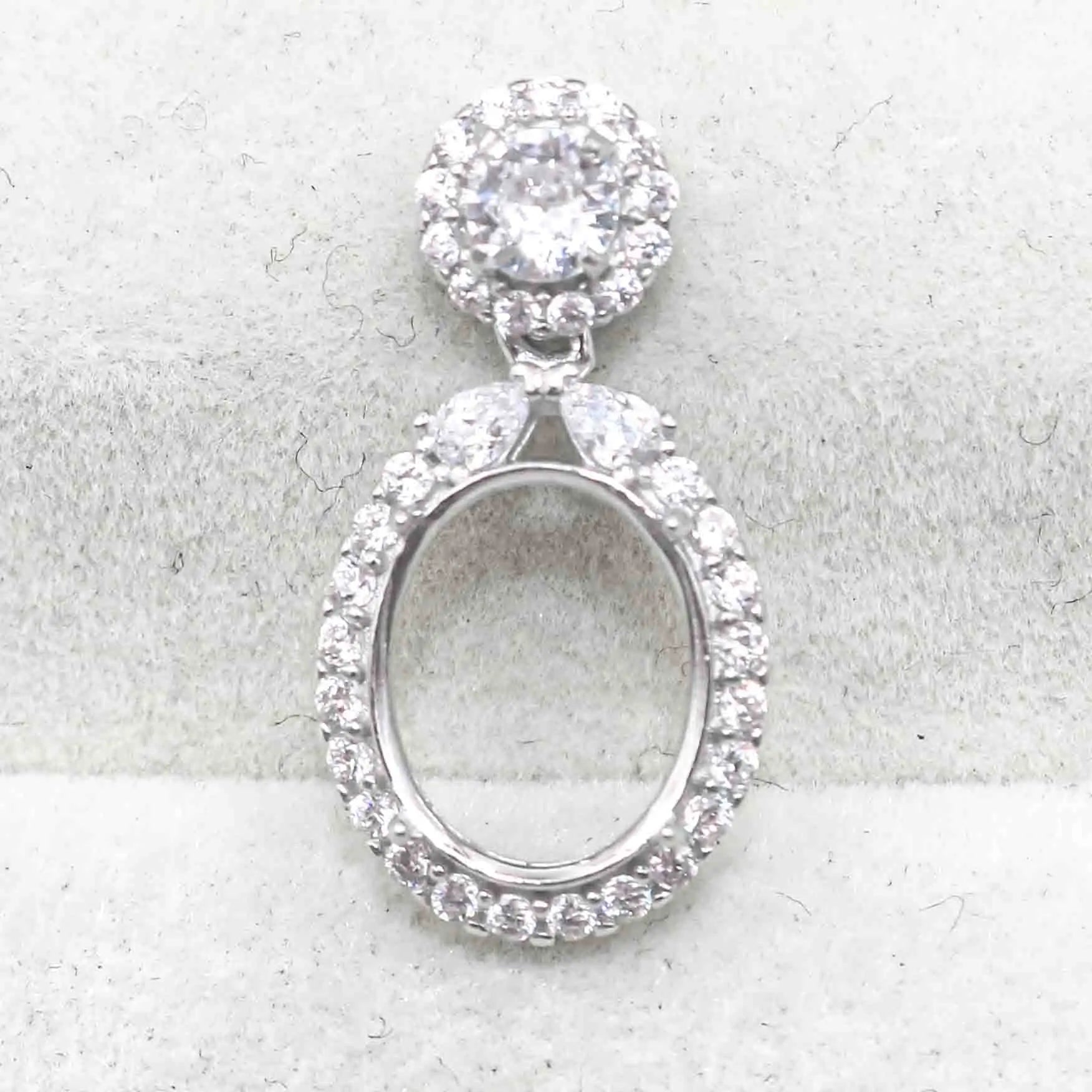 Sterling Silver 9*11mm Semi Mount Pendant Empty Frame Blank Support Setting S925 Base Holder Without Center Stone for DIY Inlay