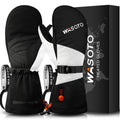7.4V 3000mAh Rechargeable Electric Ski Snow Mitts Heated Waterproof Full-Finger Winter Gloves for Men's Downhill Skiing Hiking