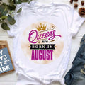 Custom Casual Top Queens Are Born in January December Crown Print Graphic StripesTshirt Women Oversized Birthday Gift Tee Shirt