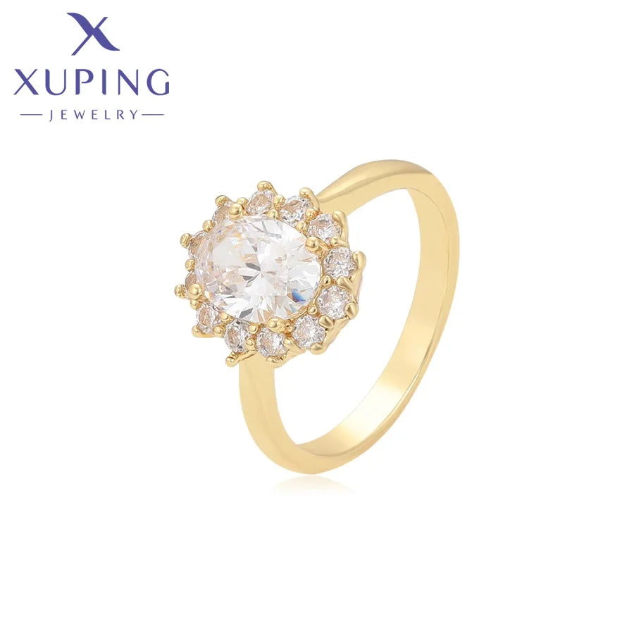 X001039129 Xuping Jewelry 14K Gold Plated Wedding Engagement Copper Fashion Elegant Synthetic CZ Women Rings