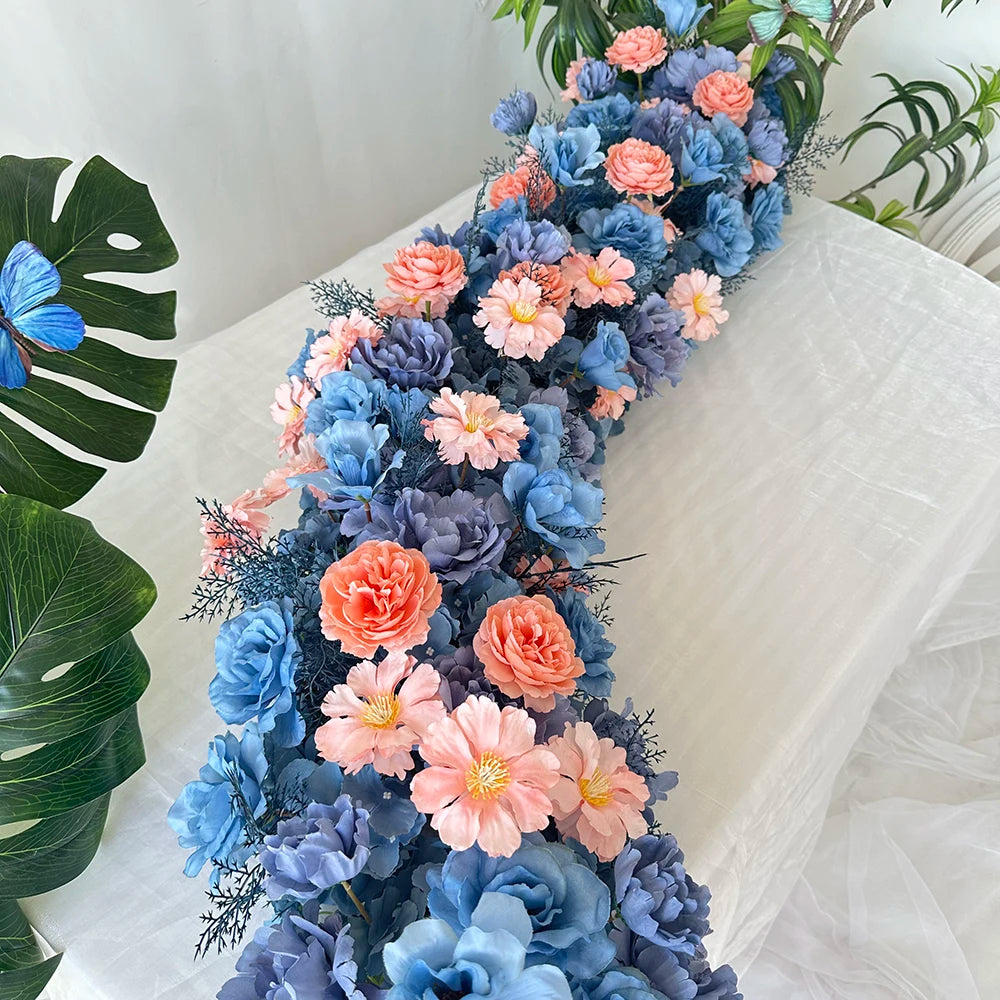 Factory Direct Beautiful Blue Pink Customizable 200 cm Silk Table Runner for Photography Backgrounds Christmas Occasions