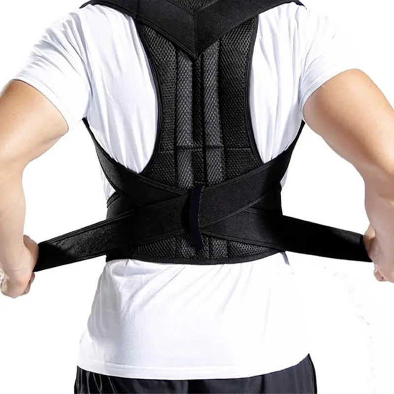 Adjustable Breathable Posture Corrector with Resistance Bands for Lower/Upper Back Pain Relief and Lumbar Support