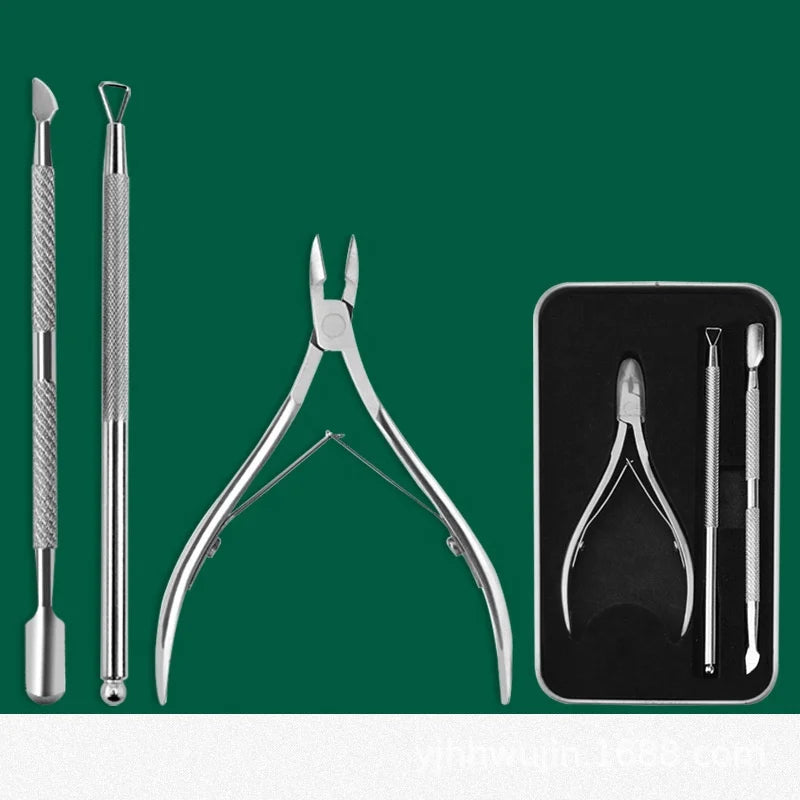Professional Stainless Steel Cuticle Trimmer & Pusher Remover Nippers Durable Curved Blade Beauty Clippers
