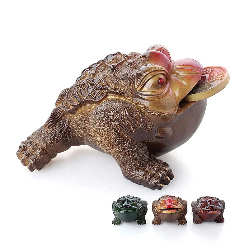 3 Styles Resin Color-Changing Lucky Money Toad Figurine Frog Statue As Feng Shui Tea Pet Home Ornament