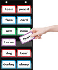 Clear 6-Pocket Teacher Flip Chart Classroom Sentence Strips Hanging Organizer for School Office Supplies