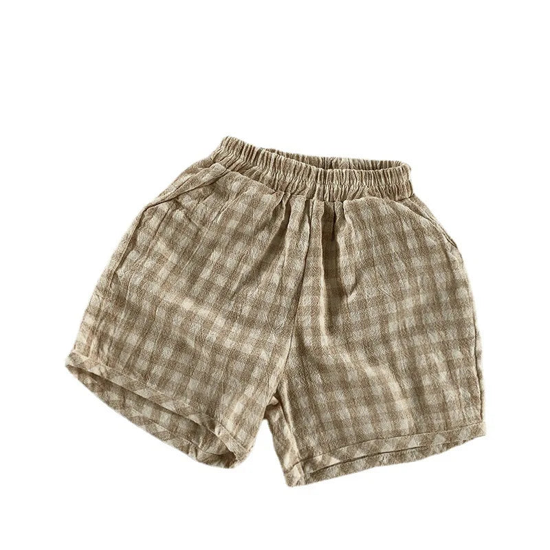 2025 Summer New Boys Shorts Thin Breathable Linen Cotton Korean Style Five-Point Shorts Toddler Personality Trendy Pants