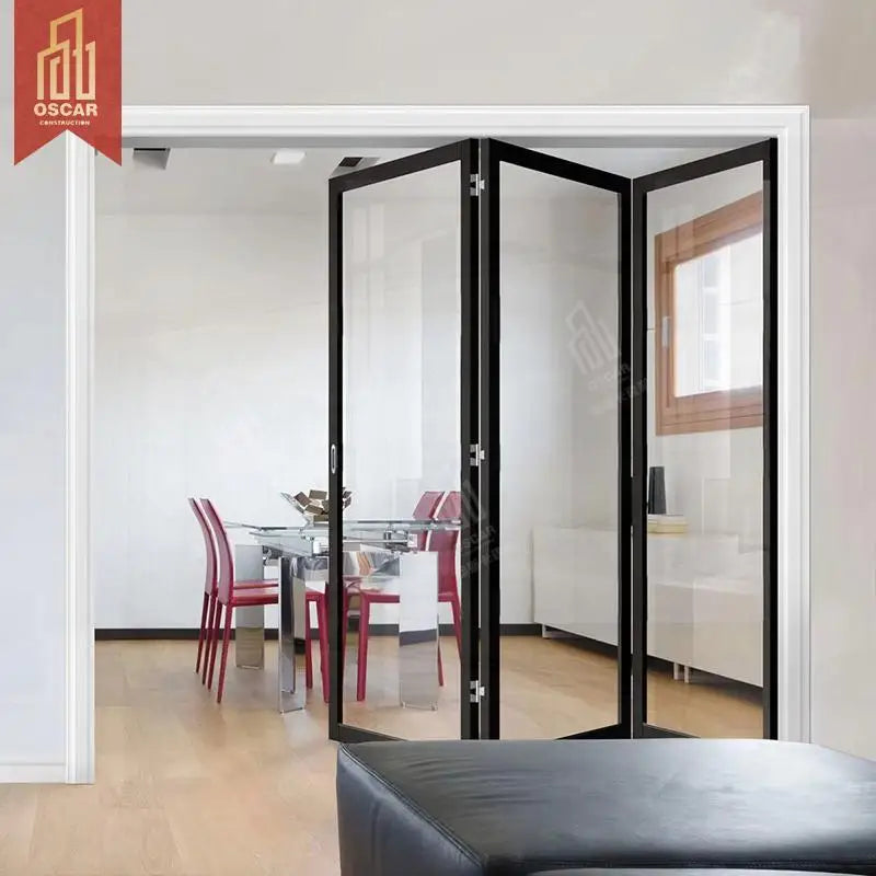 Uminium Glass Bi Fold Door Interior House Closet Cheap Foldable Portable Space-Saving Installation-Free Philippines Folding Door