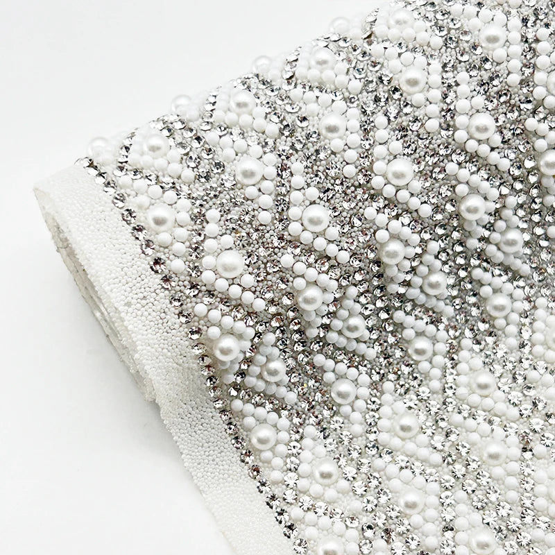 Hot Selling 3mm Pearl Rhinestone Sheet Self-Adhesive Crystal Flatback Motif for Clothing & Shoes Decoration