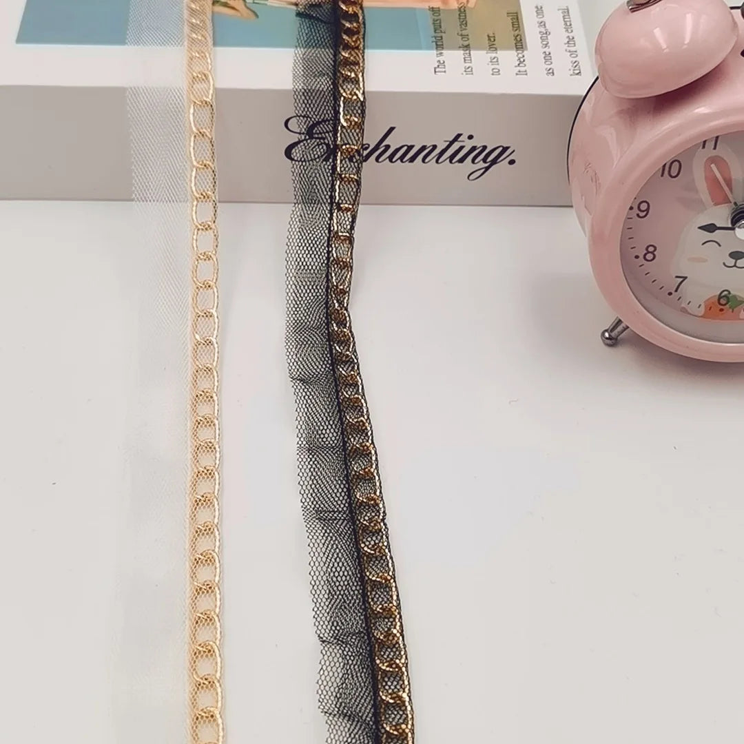 JFL052 Stock 15# Aluminum Chain Wrapped Mesh Fabric Lace Clothing Accessories Headband Accessories Waist Accessories