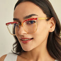 82074 Fashion Blue Light Blocking Glasses Women TR90 Color Matching Glasses Colorful Frame Transparent Fashion Eyewear