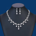 Delicate Zircon Sparkling Bridal Jewelry Set Cushion Full Necklace and Earrings for Wedding Party Anniversary Engagement
