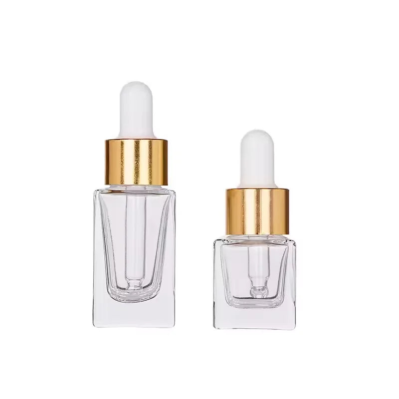 Mini Portable 5ML 10ML Clear Rectangle Glass Empty Bottle Perfume Oil Bottle With Dropper