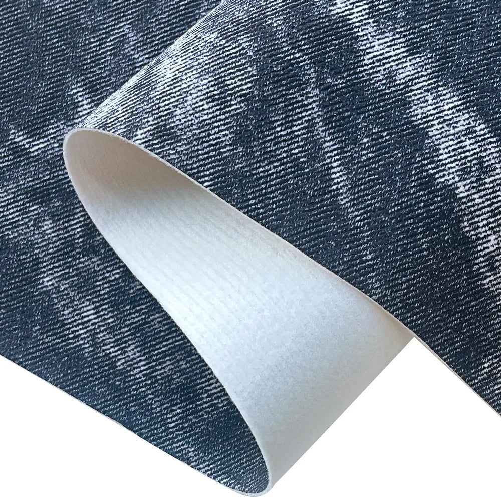 Dark Gray Leather Denim Fabric Retro Western Cowboy Faux Leather Fabric Perfect for Handbags Wallets Making