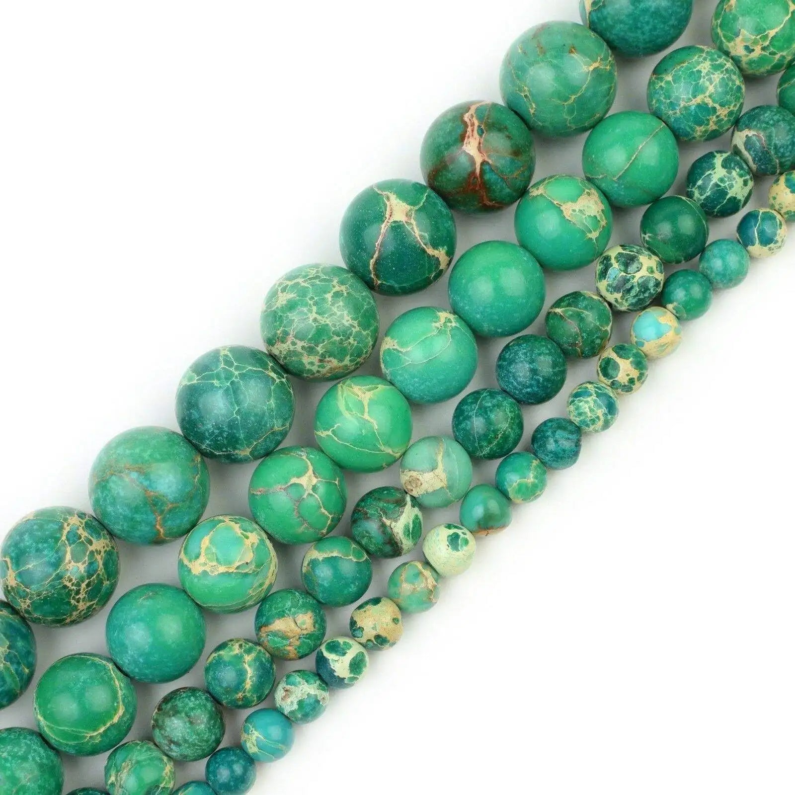 Newest Selling 4/6/8/10/12MM Natural Stone Bead Green Imperial Jasper Round Loose Beads for Jewelry Making
