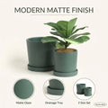 Nordic Simple Style Round Ceramic Flower Pots with Saucer and Drainage Hole Lightweight 1kg for Home & Garden Decor