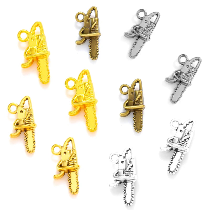 5 Color Alloy Saw Charm for Key Chain Bracelet Necklace Pendant DIY Handmade Jewelry Accessories Making 20*10mm J479
