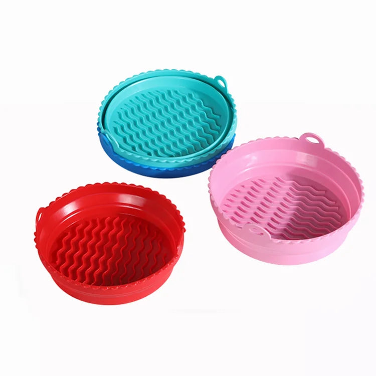 Hot Sale Foldable Air Fryer Silicone  Baking Tray Folding  Air Fryer Tray Air Fryer Silicone Pot