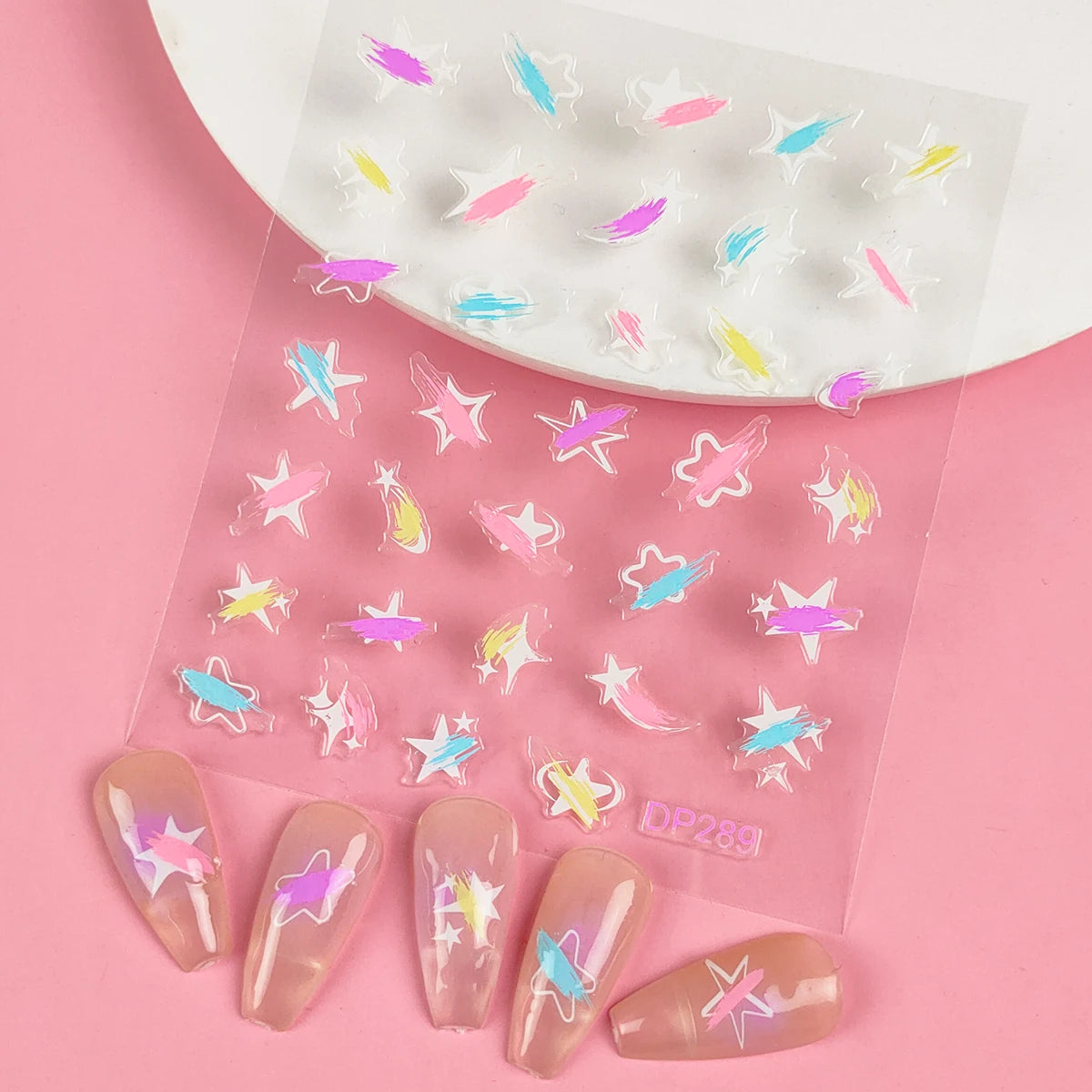 Five & Ten GMPC/Sedex/ISO/EUDR Nail Supplies Flower Cute Nail Sticker Macaron Colorful Star Plaster Nail Stickers Accessories
