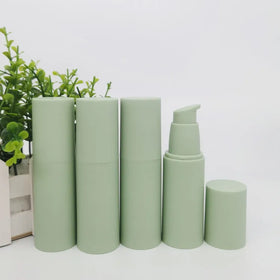 15Ml 30Ml 50Ml 100Ml Matte Green Airless Pump Lotion Bottle Cosmetic Plastic Airless Eye Shadow Essential Oil Shampoo Bottle
