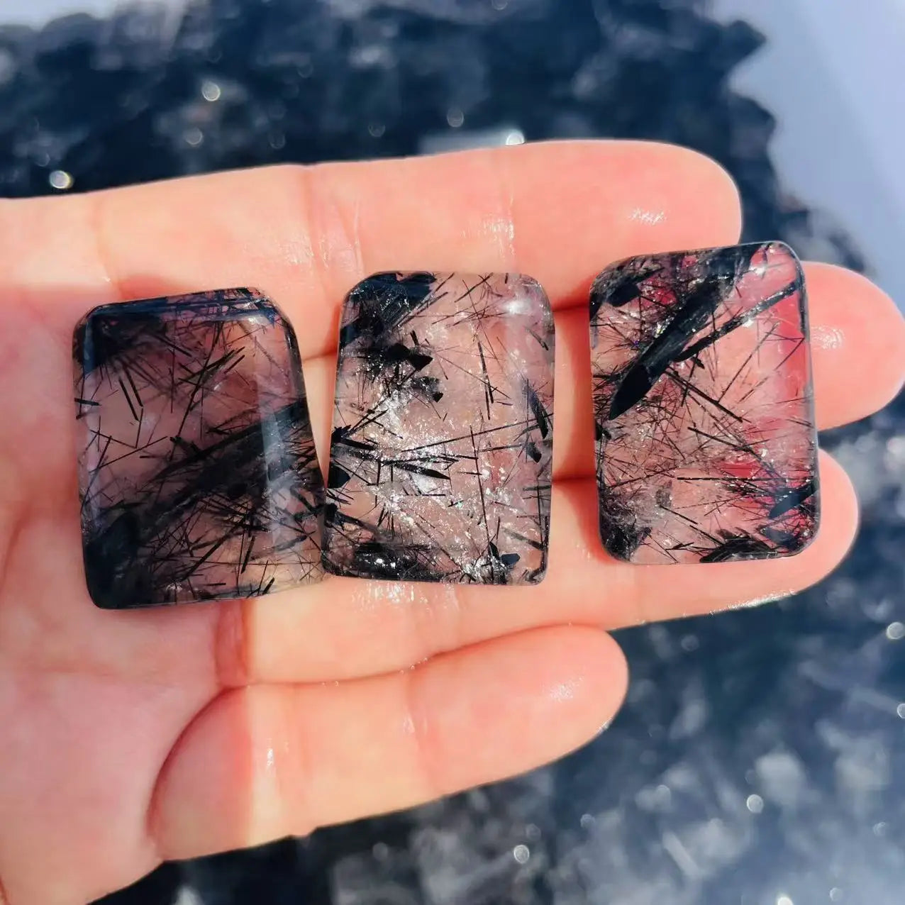 Polished Natural Black Tourmaline Pendant Crystal Cube Sugar Pendant Black Head Handcrafted Crafted Craftsmanship Unique Crystal